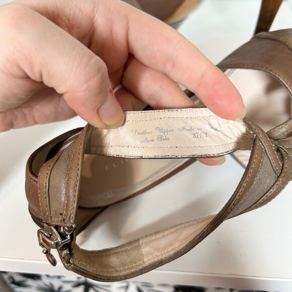 ELIE TAHARI High Heels Womens Size 37.5 Neutral Leather Snakeskin Baddie MobWife - Picture 10 of 10